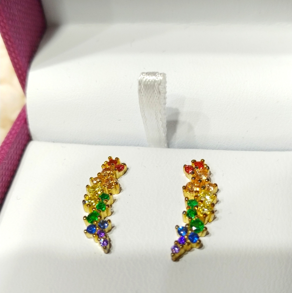Multi Color Gem stone on Sterling Silver earrings
